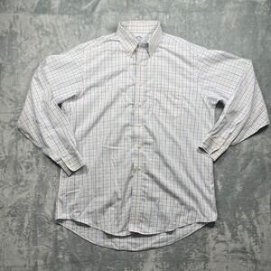 Brooks Brothers Classic Non Iron Button Down Plaid Dress Shirt Mens L 16 1/2 35